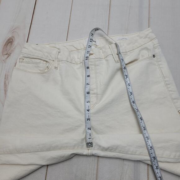 Frame Le crop mini boot high rise raw chewed hem cream bone white jeans - Picture 8 of 11